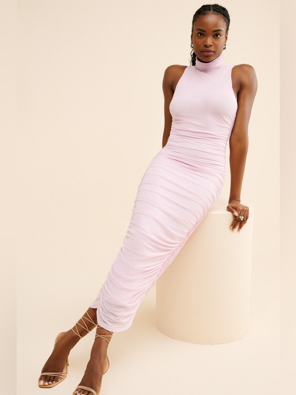 AFRM Fiorella Mock Mesh Midi Dress - Lilac